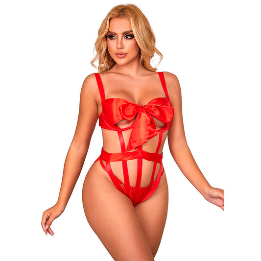 Subblime 954475 Body Sexy Openwork Com Laço Vermelho L/xl