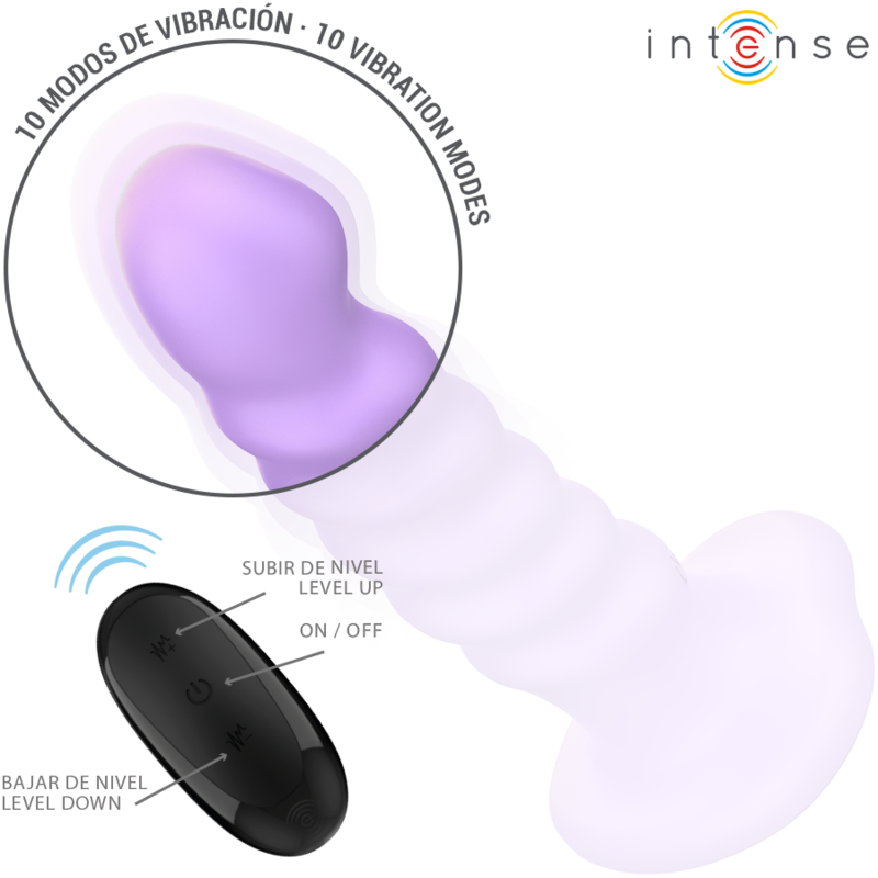 Intense Brenda Vibrador Tamaño M Diseño Espiral 10 Vibraciones Morado Control Remoto