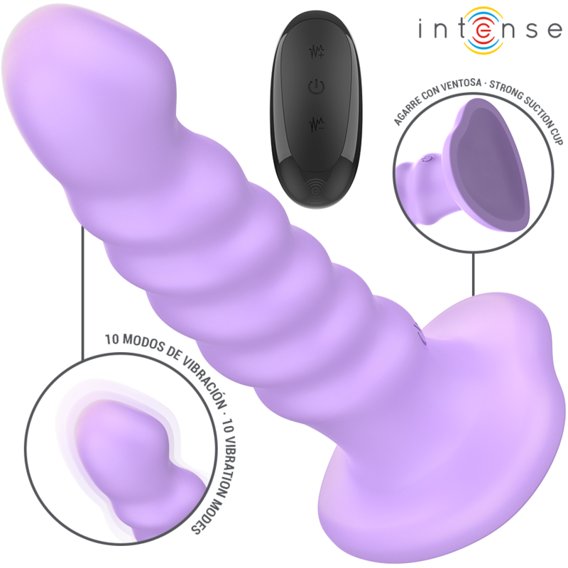 Intense Brenda Vibrador Tamaño M Diseño Espiral 10 Vibraciones Morado Control Remoto