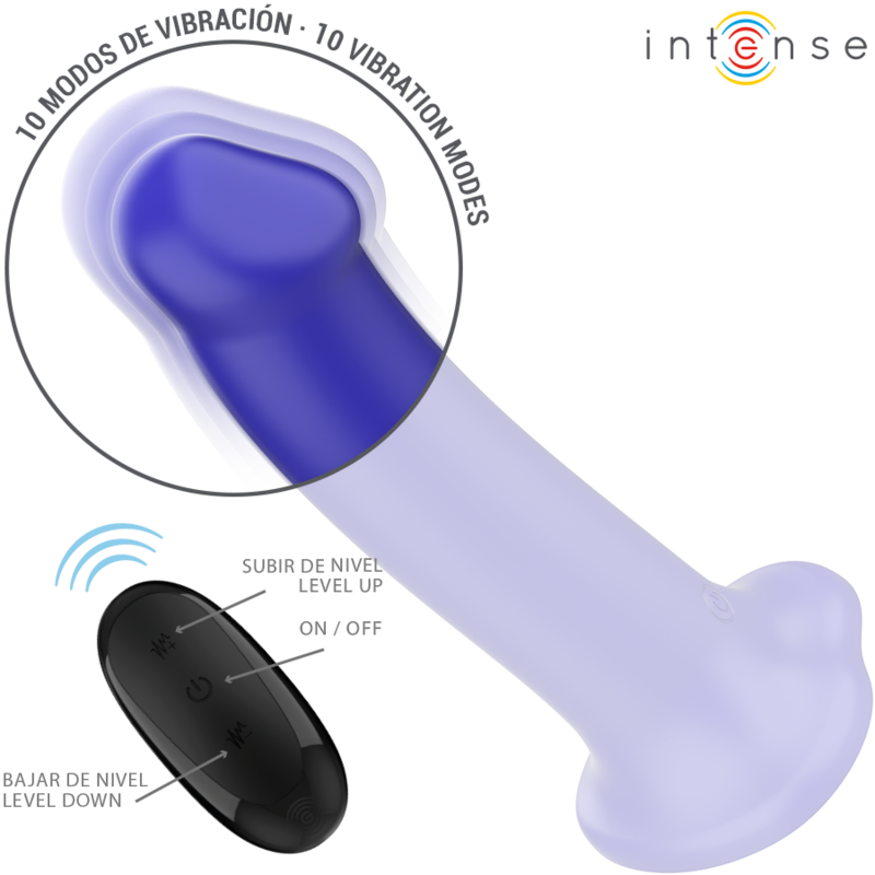 Intense Victoria Vibrador Con Ventosa 10 Vibraciones Azul Oscuro Control Remoto