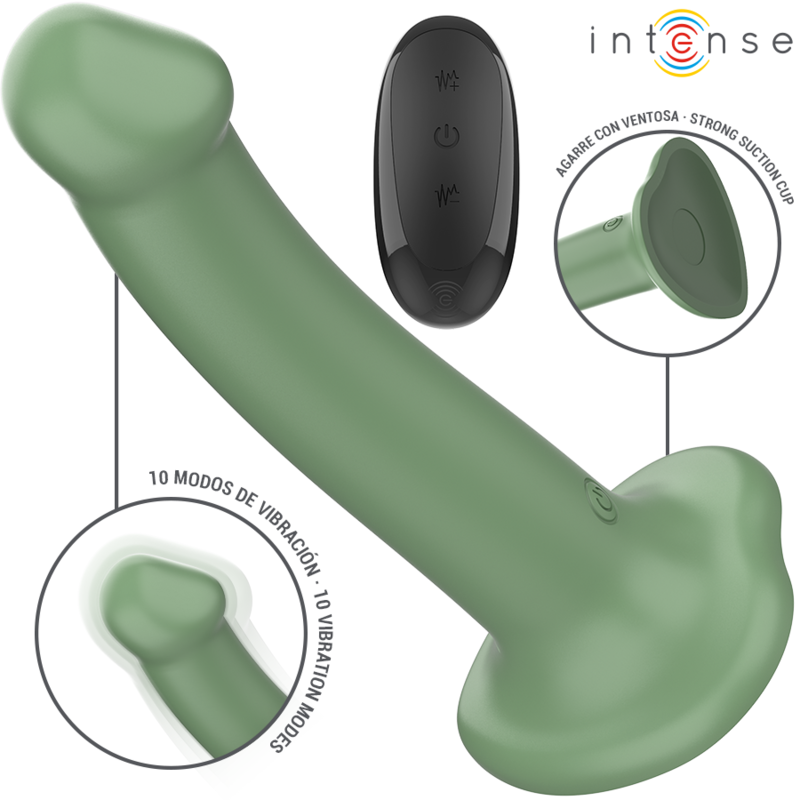 Intense Becca Vibrador Con Ventosa 10 Vibraciones Verde Mando a Distancia