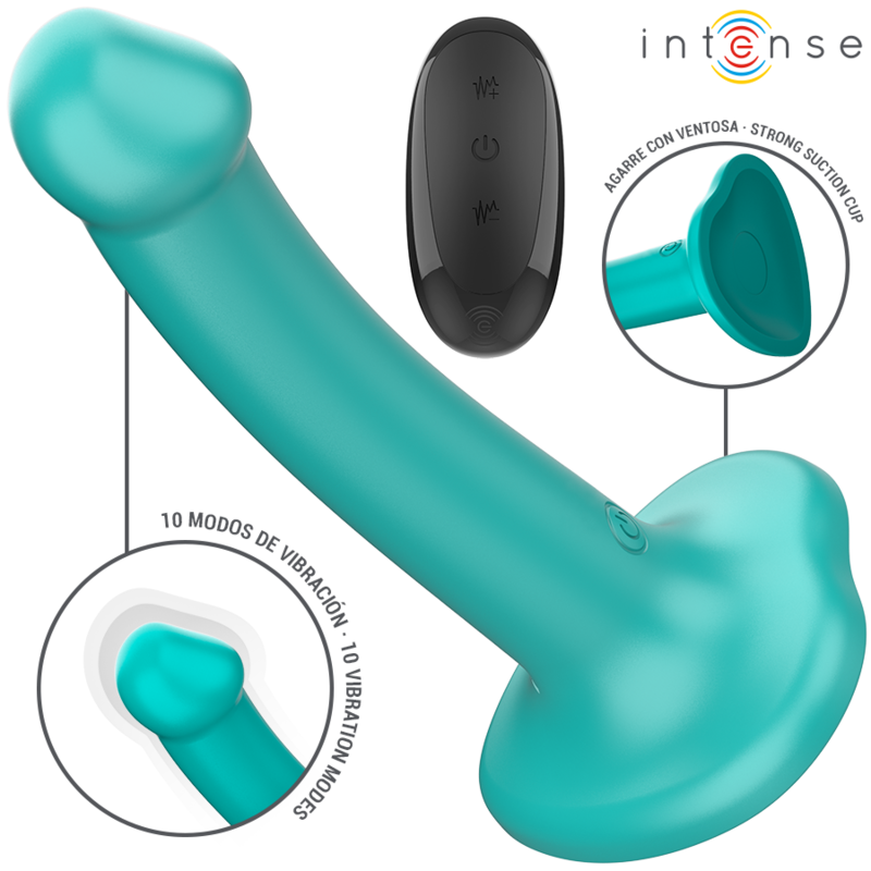 Intense Katie Vibrador Con Ventosa 10 Vibraciones Azul Control Remoto