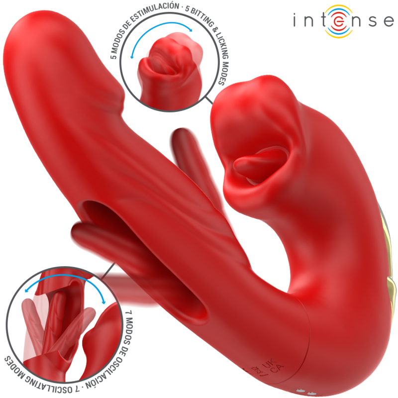 Intense Nathy Vibrador Doble con Boca Multifuncional Estimulante Rojo