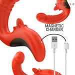 Vibrador y estimulador intenso Paulina con forma de U rojo