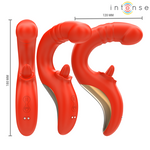 Vibrador y estimulador intenso Paulina con forma de U rojo