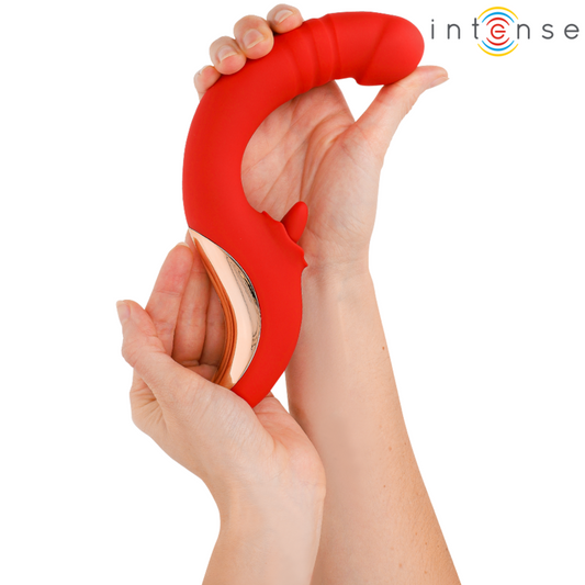 Vibrador y estimulador intenso Paulina con forma de U rojo
