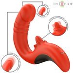 Vibrador y estimulador intenso Paulina con forma de U rojo