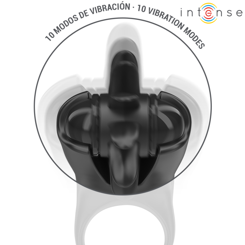 Intense - Mabel Anel Vibratório 10 Vibrações com Estimulador de Clitóris Preto