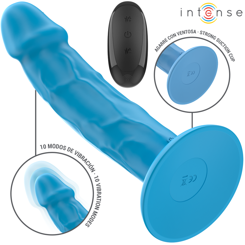 Vibrador realista Intense Phoebe 10 vibraciones azul con control remoto