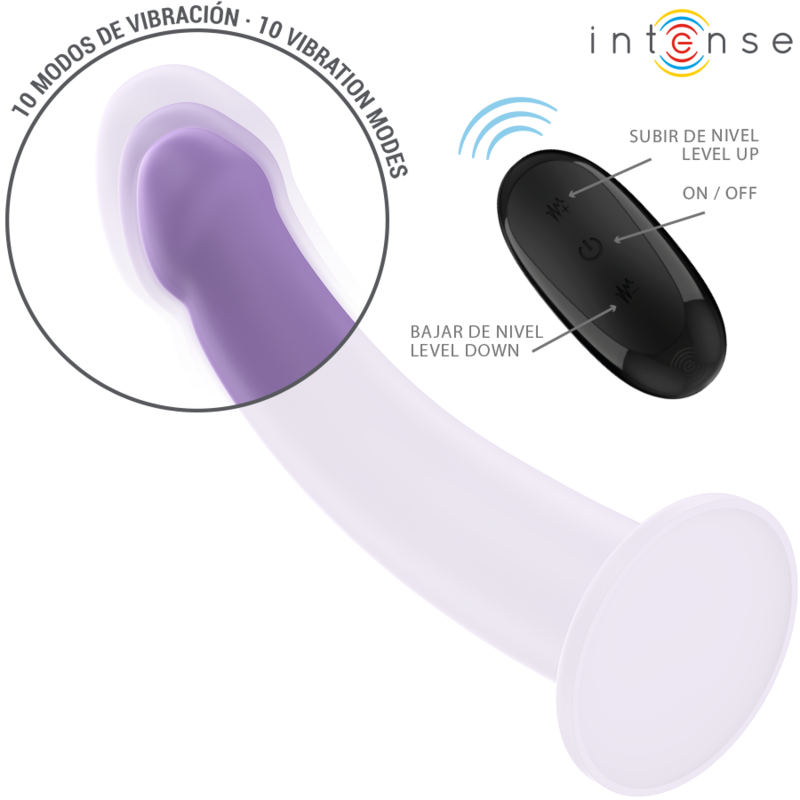 Intenso vibrador Eddie 17,5 cm, 10 vibraciones, morado, control remoto