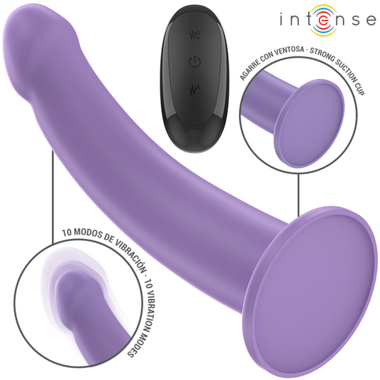 Intenso vibrador Eddie 17,5 cm, 10 vibraciones, morado, control remoto
