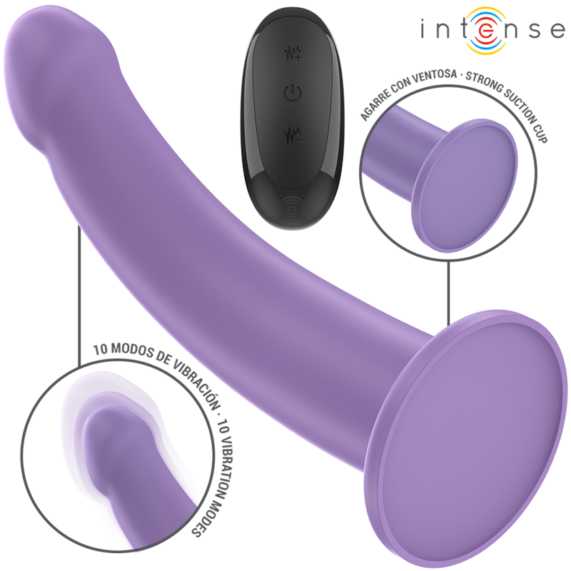 Intenso vibrador Eddie 17,5 cm, 10 vibraciones, morado, control remoto
