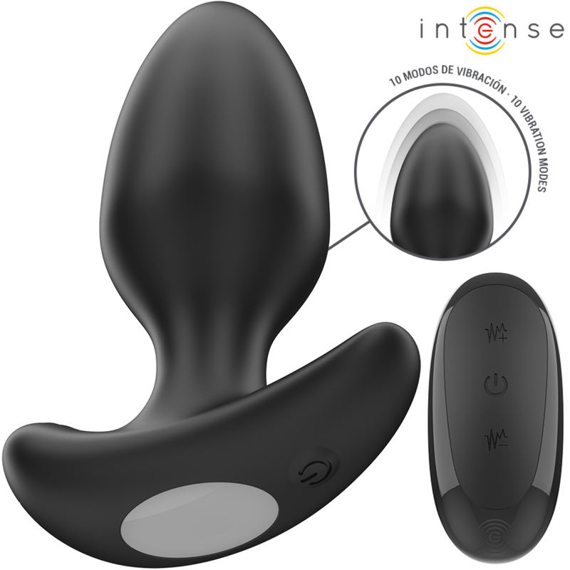 Intense Joey Anal Plug 10 Vibrações Preto Controle Remoto