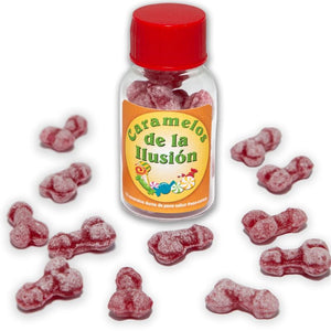 Diablo Picante - 12 Doces Ilusão em Forma de Pênis Morango/Cereja