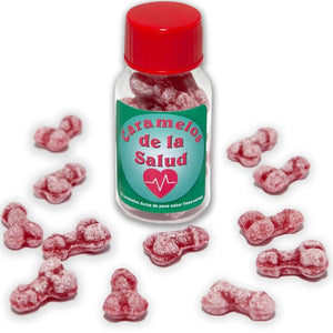 Diablo Picante - 12 Doces Saudáveis Formato de Pênis Morango/Cereja