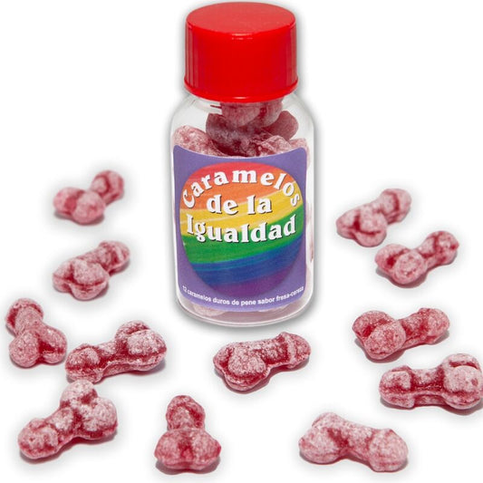 Diablo Picante - 12 Doces de Igualdade em Formato de Pênis de Morango/Cereja