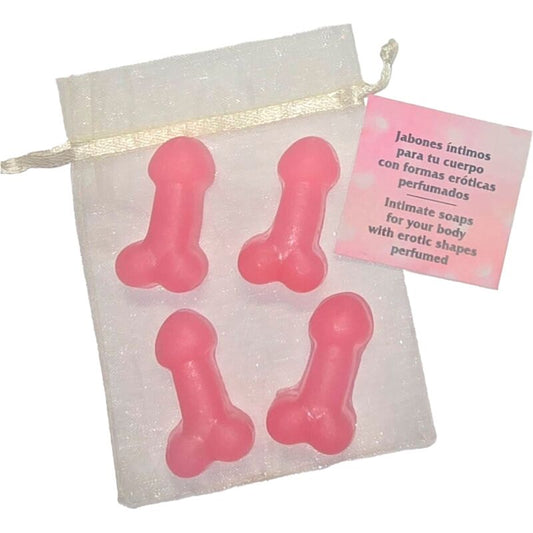 Diablo Picante - 4 Mini Jabones Perfumados en Forma de Pene Rosa