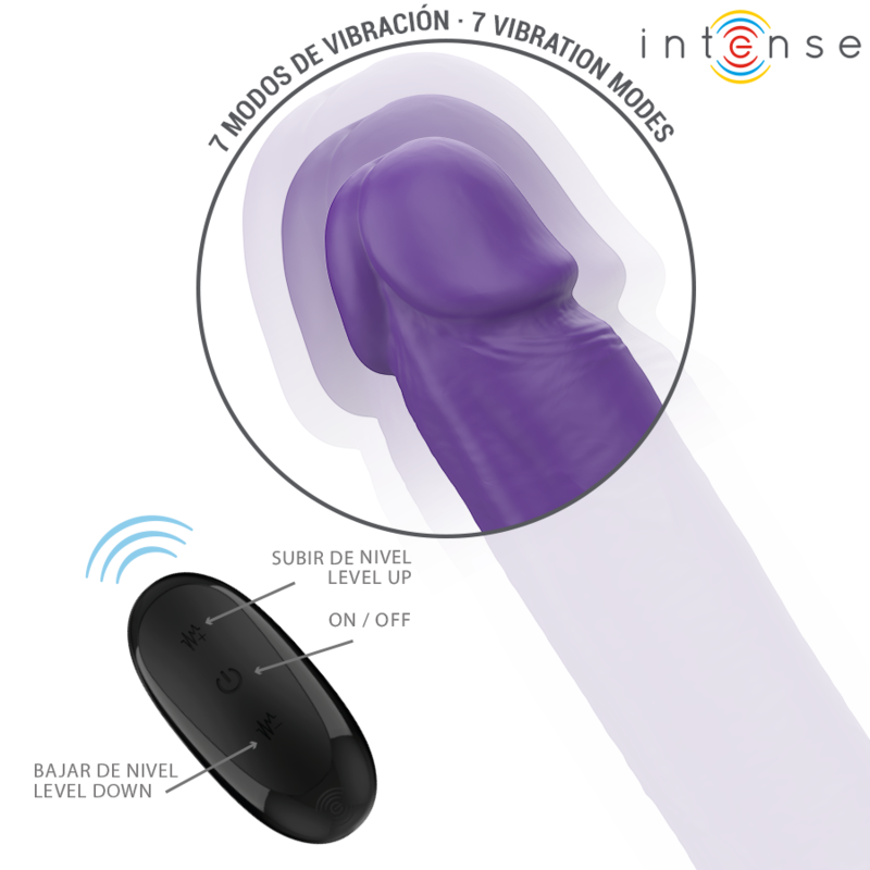 Intenso Dildo Gunter Vibrador Doble 40 Cm Púrpura Control Remoto