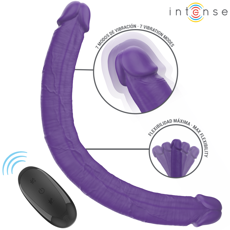Intenso Dildo Gunter Vibrador Doble 40 Cm Púrpura Control Remoto