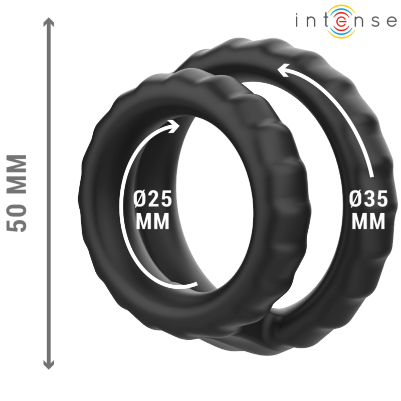 Intense - Dewey Anel de Pênis Duplo de Silicone Preto Modelo 2