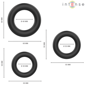Intense - Hugh 3 Anéis de Silicone Básicos Pretos