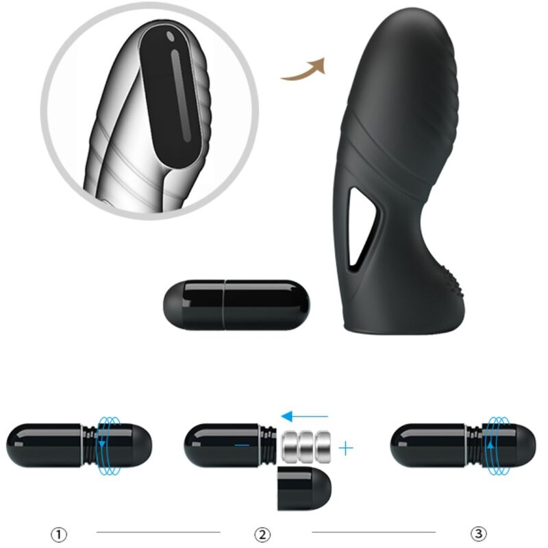 Pretty Love - Vibrador de Dedo de Silicone Alan Preto