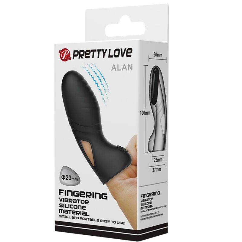 Pretty Love - Vibrador de Dedo de Silicone Alan Preto