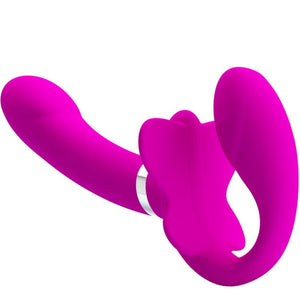 Pretty Love - Vibrador Valerie Double Strap-On 12 Vibrações Roxo