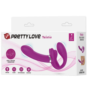Pretty Love - Vibrador Valerie Double Strap-On 12 Vibrações Roxo