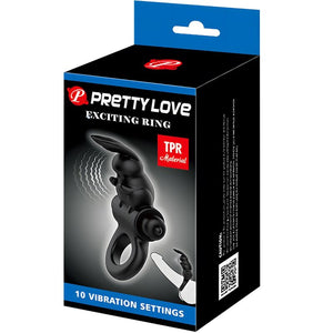 Pretty Love - Anel Vibrador Coelho Anel Excitante 10 Vibrações Preto