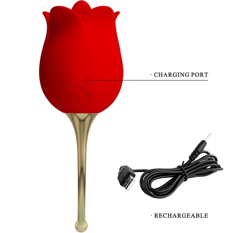 Pretty Love - Estimulador de Clitóris Rose Lover 12 Vibrações Vermelho