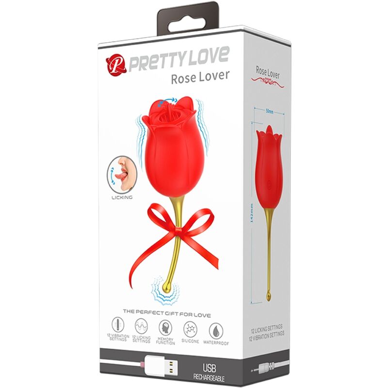 Pretty Love - Estimulador de Clitóris Rose Lover 12 Vibrações Vermelho