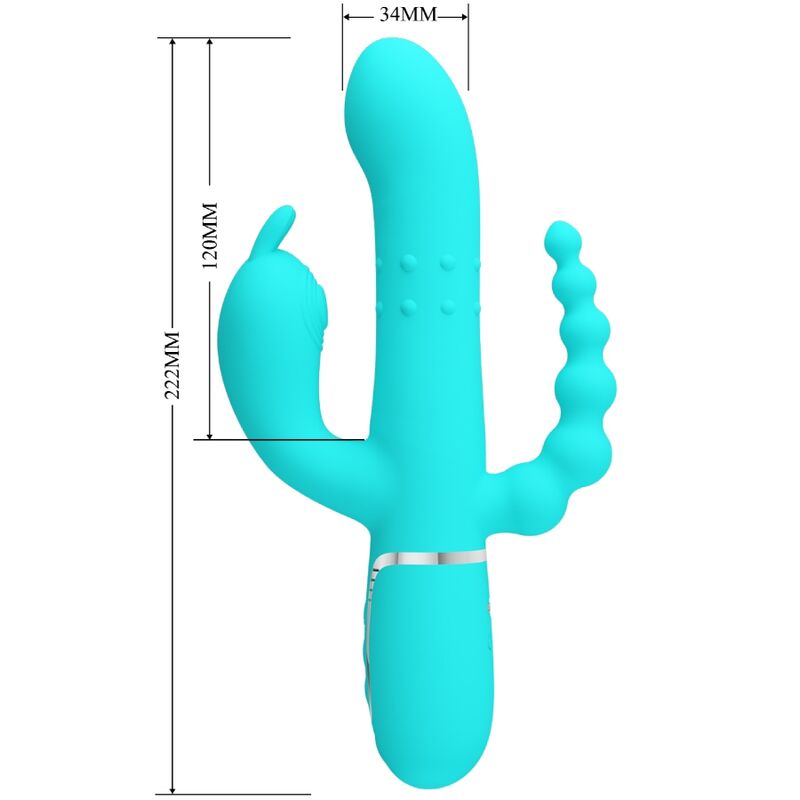 Pretty Love - Cammy 4 Em 1 Multifuncional Tripple Rabbit Vibrador Azul