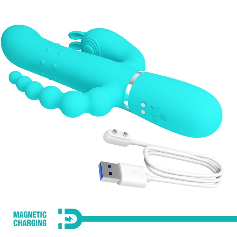 Pretty Love - Cammy 4 Em 1 Multifuncional Tripple Rabbit Vibrador Azul