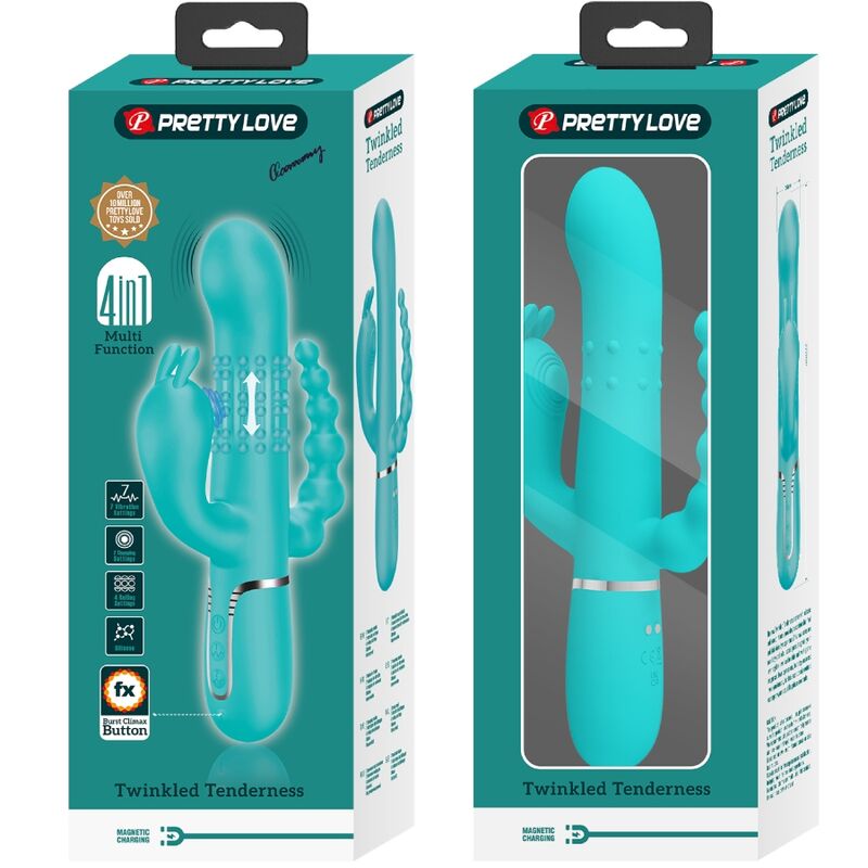 Pretty Love - Cammy 4 Em 1 Multifuncional Tripple Rabbit Vibrador Azul