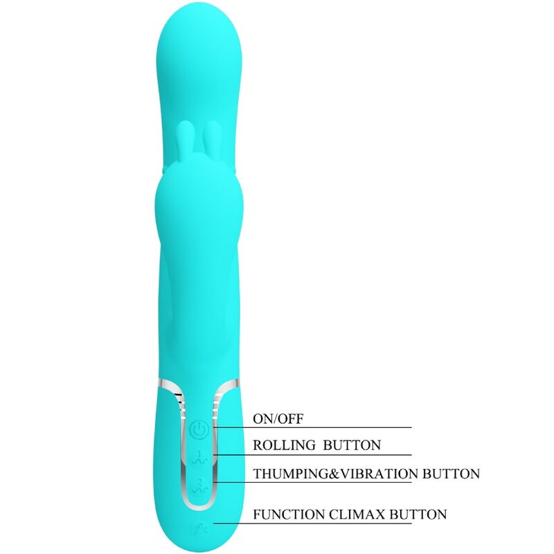 Pretty Love - Cammy 4 Em 1 Multifuncional Tripple Rabbit Vibrador Azul