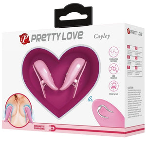 Pretty Love - Cailey Nipple Clamps 10 Vibrações Controle Remoto Rosa