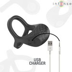 Vibrador de doble anillo intenso Alex para pene, 10 vibraciones, negro