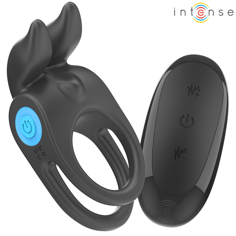 Intense Sam Vibrador Anillo Doble Pene 10 Vibraciones Negro