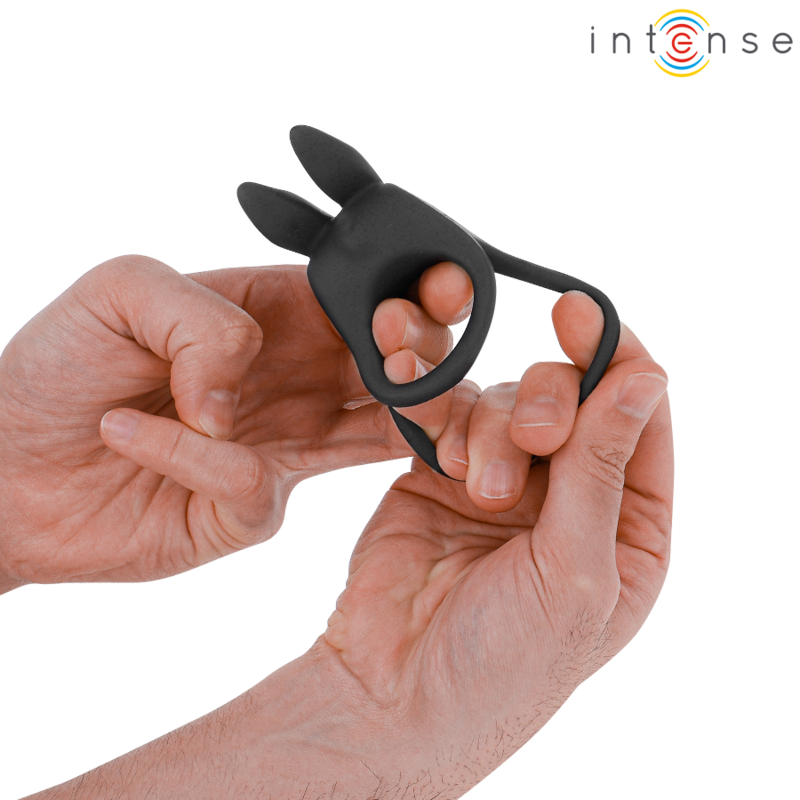Intense Sam Vibrador Anel Duplo Penis 10 Vibrações Preto