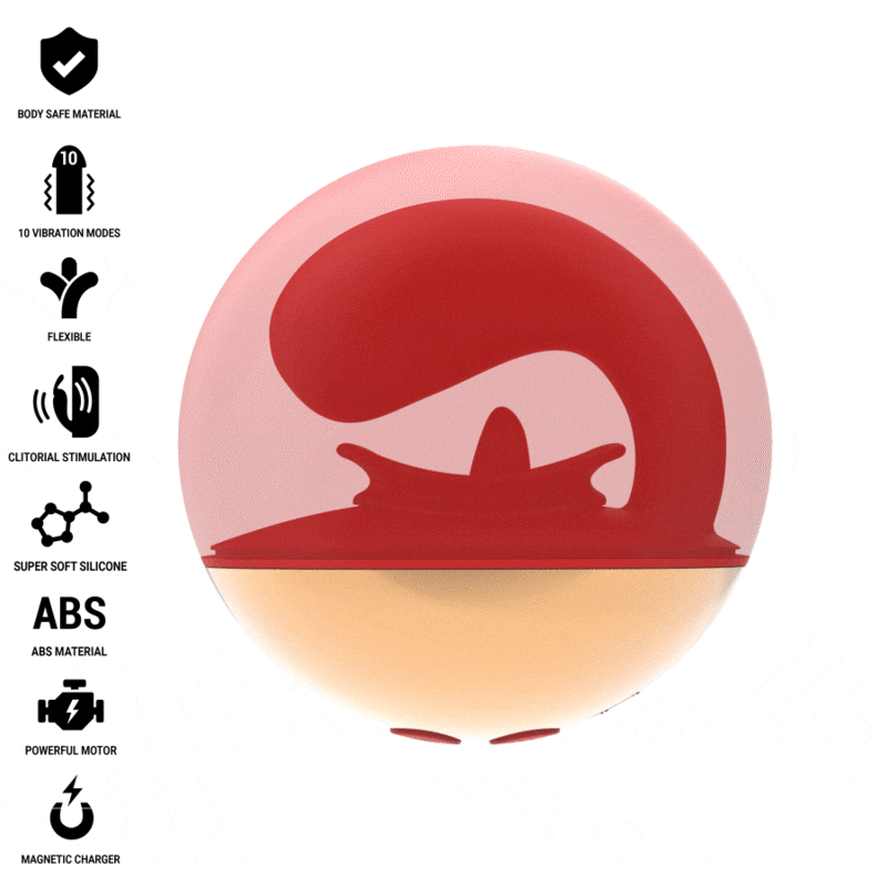 Vibrador y estimulador intenso Mariah en forma de U 10 vibraciones Rojo