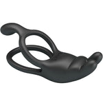 Pretty Love - Seth Anillo Vibrador Doble Conejo 7 Vibraciones Negro