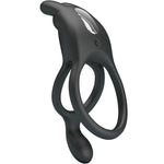 Pretty Love - Seth Anillo Vibrador Doble Conejo 7 Vibraciones Negro
