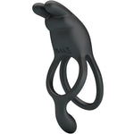 Pretty Love - Seth Anillo Vibrador Doble Conejo 7 Vibraciones Negro