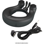 Pretty Love - Anillo Vibrador Dalia + Estimulador de Clítoris 12 Vibraciones Negro