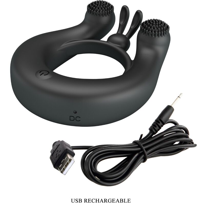 Pretty Love - Anillo Vibrador Dalia + Estimulador de Clítoris 12 Vibraciones Negro