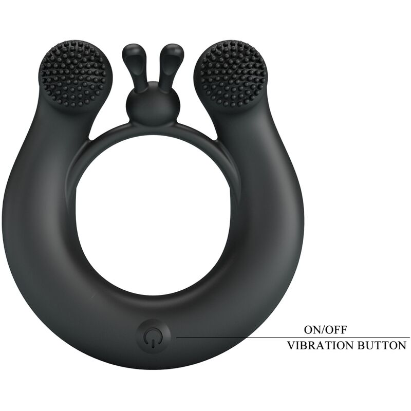 Pretty Love - Anillo Vibrador Dalia + Estimulador de Clítoris 12 Vibraciones Negro
