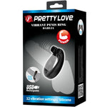 Pretty Love - Anillo Vibrador Dalia + Estimulador de Clítoris 12 Vibraciones Negro