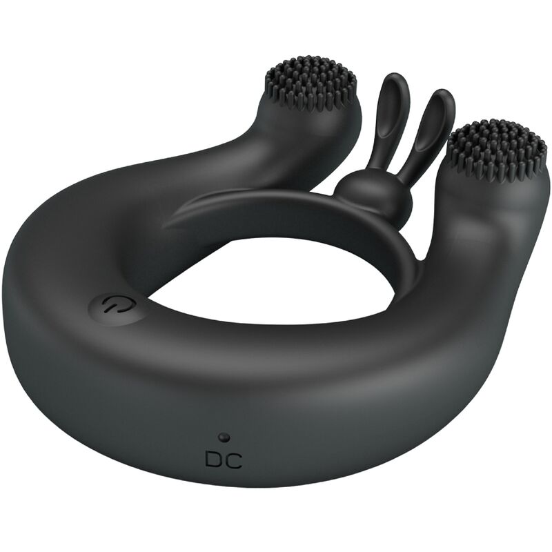 Pretty Love - Anillo Vibrador Dalia + Estimulador de Clítoris 12 Vibraciones Negro