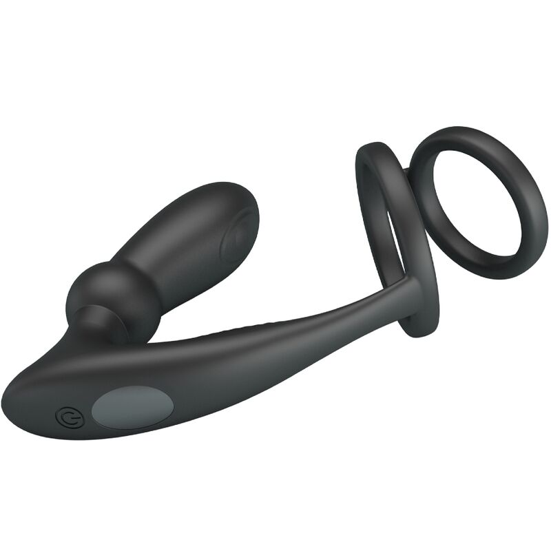 Pretty Love - Anel Penis Emoni +Plug Anal 12 Vibrações Preto
